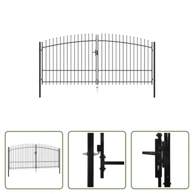 Obrázok produktu pre Dvojkrídlová záhradná brána s hrotmi 400 x 225 cm