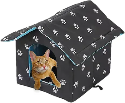 Produktbild von Katzenhaus Draußen Hundehaus Wasserdicht Katzenhöhle Indoor und Outdoor Haustierhaus Faltbare Hundehütte mit Abnehmbarem Matte Katzennisch Hunde Nische Für Kaninchen, Streuner Haustiere-M