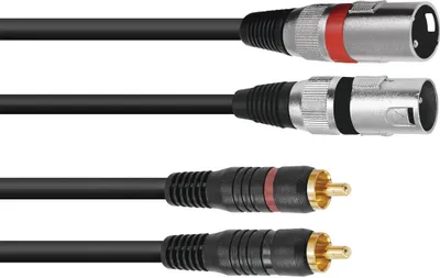 Produktbild von OMNITRONIC Adapterkabel 2xXLR(M)/2xCinch 3m sw