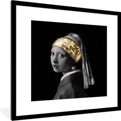 Produktbild von MuchoWow® MuchoWow® Gerahmtes Poster Mädchen mit Perlenohrring - Vermeer - Kunst 40x40 cm - Poster mit zchwarzem Bilderrahmen - Poster - Plakat im Rahmen