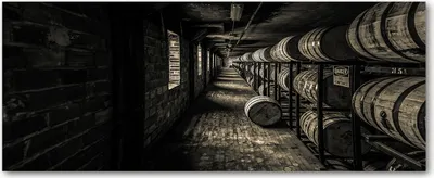 Produktbild von Tulup® Glas-Bild Wandbild aus Glas - 125x50 - Wandkunst - Wandbild hinter gehärtetem Sicherheitsglas - Dekorative Wand für Küche & Wohnzimmer  - Sehenswürdigkeiten & Architektur - Bourbon-Fässer - Schwarzweiß