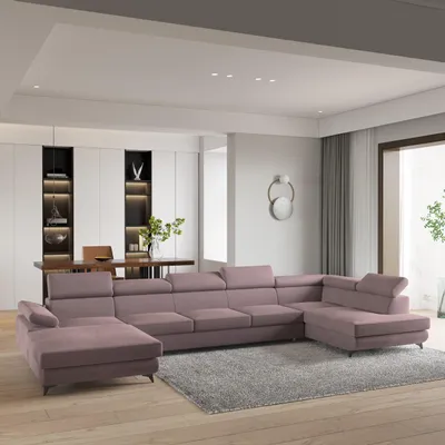 Produktbild von Masseno Ecksofa MONTIVA mit Schlaffunktion U-Form, Sofa mit Bettkasten, Wohnzimmersofa, Couch, Soffa, Bettsofa, Couchgarnitur- Lila, MONOLITH 62