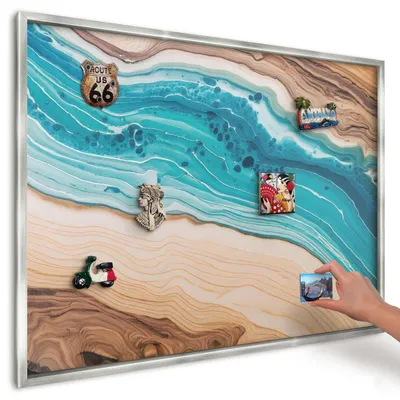Produktbild von Magnettafel 100x70 cm in einem silbernen Rahmen - Magnetische Metalltafel, Magnetpinnwand zur Wandmontage für Wohnzimmer, Küche, Flur, Kinderzimmer und Büro - Erdschichten
