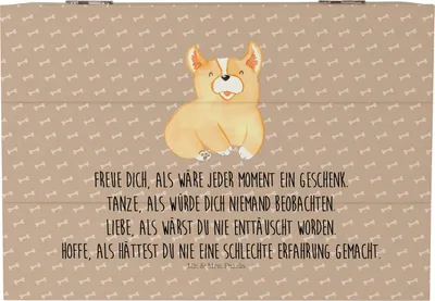 Produktbild von Mr. & Mrs. Panda Geschenkbox Corgie 22 x 15 cm - Hundeglück - Geschenk, Spruch, Lebensfroh, Hund, Sprüche, Kiste, Lebensfreude, fotobox, Erinnerungskiste, Schatulle, Box