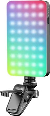 Obrázok produktu pre Vreckové RGB výplňové svetlo LED video svetlo 2500K-9000K stmievateľné 10 scénických svetelných efektov video konferenčné svetlo pre počítač tablet mobilný telefón DSLR fotoaparát zabudovaná batéria s klipom na obrazovku a držiakom Cold Shoe