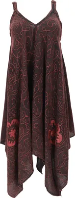 Produktbild von Plus Size Kleid, Hängerchen, Besticktes Sommerkleid - Rotbraun, Damen, Baumwolle, Kleider