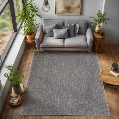 Produktbild von TapisTrend Designerteppich Grau 280x370 cm Grauer Indoor-Teppich für Wohnzimmer und Schlafzimmer, strapazierfähig und langlebig, modernes Design