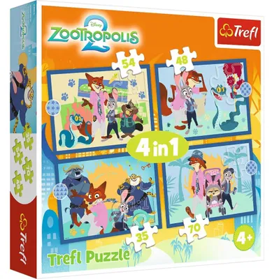 Immagine prodotto di Trefl PUZZLE 4 in 1 Zootopia piena di avventure 34677
