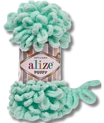 Immagine prodotto di Alize 1x 100 g Puffy Lana, tinta unita, uncinetto, lavoro a maglia (Light Mint - 19)