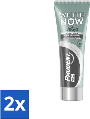 Image de Prodent – White Now – Dentifrice – Ingrédients naturels – Argile et charbon actif – 75 ml - Pack économique - 2 pièces