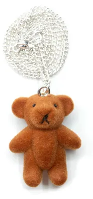 Produktbild von Teddy Bär Kette Halskette Miniblings Bärchen Kette 45cm silber Teddy Flock hellbraun