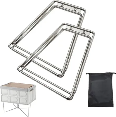 Produktbild von 2-tlg. faltbarer Camping-Kisten-Ständer – nur Ständer, tragbarer leichter Outdoor-Gepäckhalter mit Tragetasche - Silber