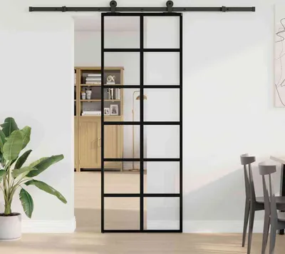 Immagine prodotto di Porta Scorrevole con Ferramenta 76x205cm Vetro ESG Alluminio