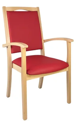 Produktbild von Alexander Hochlehner Seniorenstuhl – Ergonomischer Armlehnenstuhl für Senioren und Pflege.Stoffbezug:Kunstleder Nessi Bordeaux,Bodengleiter:Kunststoff Weiss