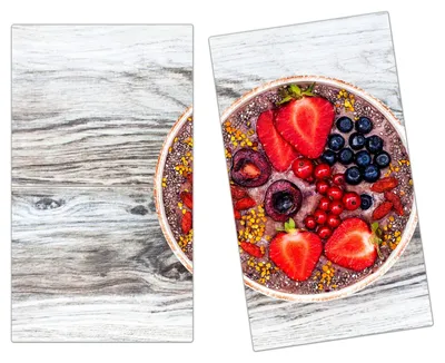 Produktbild von Spritzschutz Herdabdeckplatte Schneidebrett aus Glas Frühstücksmüesli 2-Teilig (60x52cm)