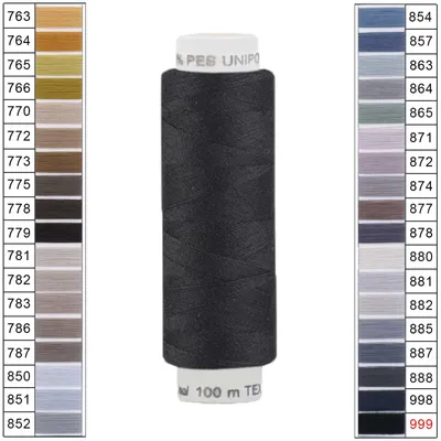 Produktbild von Nähgarn 100m Unipoly 120 Tex14x2 Polyester Nähfaden Nähmaschinengarn Farben 6v6 , Farbe:999