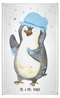 Produktbild von Mr. & Mrs. Panda Handtuch Pinguin Duschen - Weiß - Geschenk, gäste wc, Duschkonzert, Dusche, Gäste-WC, Singen, Gästetuch, Lebensmotto, Gästehandtuch 30x50, Klein