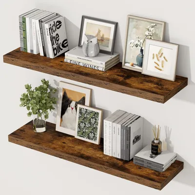 Immagine prodotto di Mensola galleggiante da parete - Legno MDF - Marrone - 90 x 29,5 cm - Effetto sospeso