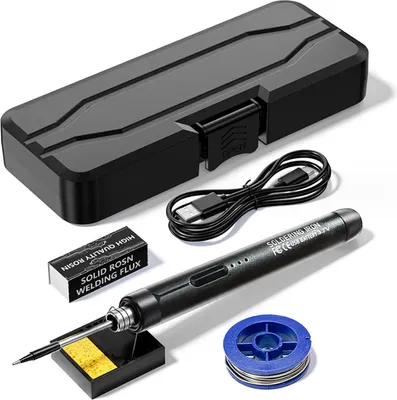 Imagen del producto de Kit de soldador USB: soldador inteligente portátil con control de temperatura de 300-400°C para herramientas de reparación y mantenimiento