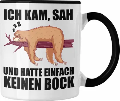 Produktbild von Trendation - Faultier Tasse mit Spruch Geschenk Arbeitskollege Kollege Kaffeetasse Büro (Schwarz)