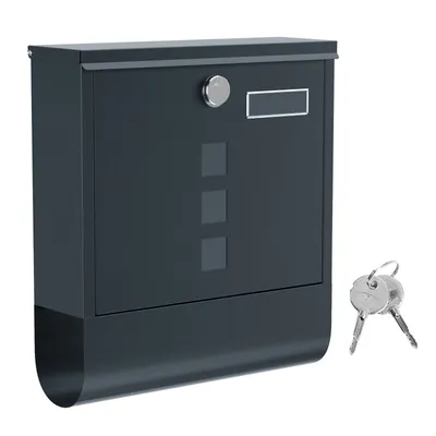 Image de SONGMICS Boîte aux lettres avec compartiment à journaux Boîte aux lettres murale verrouillable Serrure avec couvercle Montage simple anthracite GMB20AG