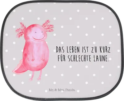 Produktbild von Mr. & Mrs. Panda Sonnenschutz Auto Axolotl Glücklich - Grau Pastell - Geschenk, Motivation, Lebensfroh, Autosonnenschutz, hitzeschutz, Scheibenschutz, autofenster, Lurch