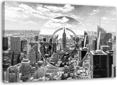 Produktbild von Leinwandbild wolkenkratzer schwarz und weiß 100x70 cm Feeby grau wandbild bereit zum aufhängen