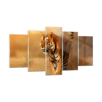 Produktbild von Bilder auf glas - tiger tier - 160x85cm - Glasbilder - Wandbilder - Bilder - Kunstdruck - zum Aufhängen bereit - Wanddekoration aus Glas - Glas Bilder - Wandbild auf Glas - 5 Teile - GEA160x85-3946