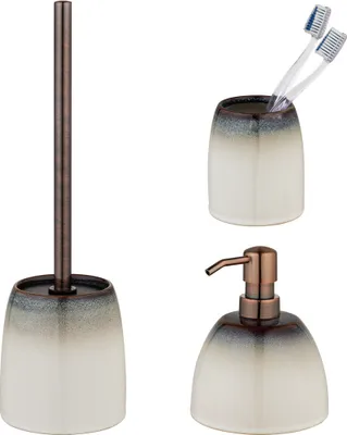 Produktbild von Schöner Wohnen Keramik Bad-Accessoire Set Osteto Beige WC-Garnitur Seifenspender Zahnputzbecher