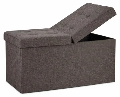 Image de Banc Relaxdays, avec rangement, pliable, rembourré, couvercle rabattable, couloir, salon et chambre, banc coffre, marron