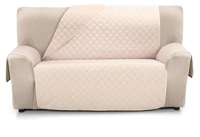 Gewatteerde bankovertrek, umkehrbar, 3-Sitzer, beige/Leinen