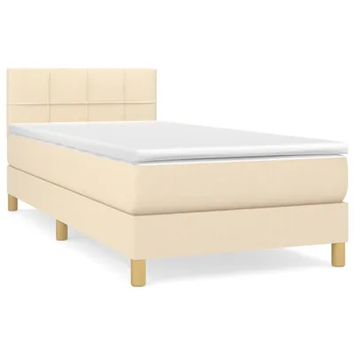 Produktbild von Boxspringbett mit Matratze Creme 80x200 cm Stoff