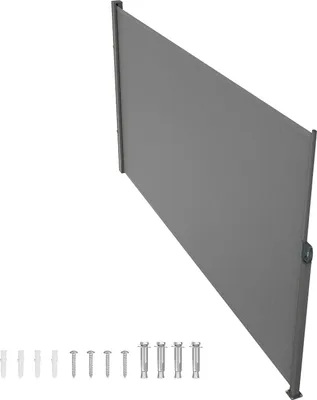 Immagine prodotto di SucceBuy Tenda da sole laterale retrattile, schermo per la privacy 160 x 298 cm per uso esterno, divisorio impermeabile e frangivento in poliestere 180 g per patio, giardino, balcone, grigio