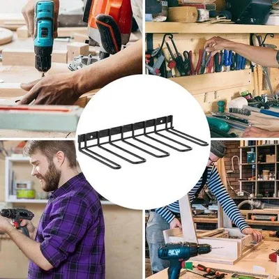 Productafbeelding van Gereedschap Wandrek - Boor Houder - Garage Organisatie - Waterdicht Roestvrij - 7x23x7 cm - Meerkleurig
