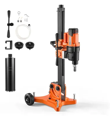 Produktbild von VEVOR Diamant Kernbohrgerät 3kW Kernlochbohrmaschine Trocken/Nass 20-305 mm, für Beton Ziegel Asphalt & Marmor, 127-mm-Nassbohrer, Neigbarer Ständer & Fahrgestell, 1000/550 U/min, UNC1 1/4–7 Gewinde