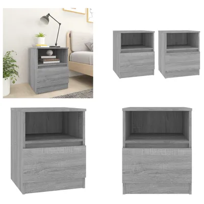 Produktbild von vidaXL Nachttische 2 Stk. Grau Sonoma 40x40x50 cm Holzwerkstoff - Nachttisch - Nachttische - Schrank - Nachtschrank