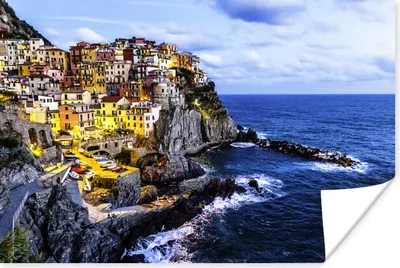 Produktbild von MuchoWow® Poster Cinque Terre beleuchtet in der Abenddämmerung in Italien 60x40 cm - Schlafzimmerdekoration