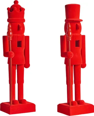 Produktbild von BELIANI Nussknacker-Figuren 2er-Set rot Kunststoff Weihnachtsdeko