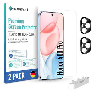 Produktbild von 2x TPU Schutzfolie Klar für Honor 400 Pro + 2x Kameraschutz Panzerfolie Display