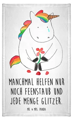 Produktbild von Mr. & Mrs. Panda Gästetuch Einhorn Traurig - Weiß - Geschenk, Einhörner, Liebe, Handtuch Klein, Freunde, Blume, Trauer, gäste wc, Unicorn, Mini-Handtuch, für hände