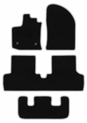 Produktbild von Velours-Fußmatten für Dacia Lodgy 2012- (7-Sitzer) – 4-tlg, Schwarz/Silber, passgenau – Wielganizator CARLUX