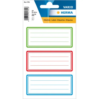 Produktbild von HERMA 1791 1791 Schuletiketten tricolor, 18 Stück
