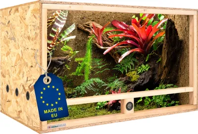 Produktbild von ITA Holz Terrarium 100х60х60 cm mit Seitenbelüftung & Integriertem Hygrometer - Holzterrarium aus OSB-3 Platten - Terrarien für Reptilien, Schlangen, Amphibien - EU Produkt,