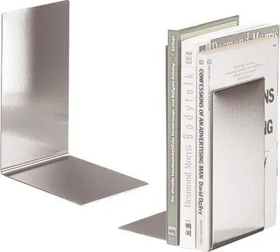 Produktbild von Buchstützen BOOKBOYS aus gebürstetem Edelstahl 2er-Set Nr.2622