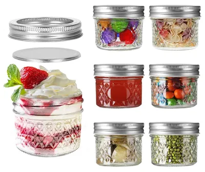 Einmachgläser 4 oz mit Deckeln, 6er-Set, transparent, luftdicht
