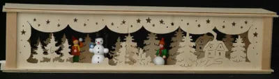 Produktbild von Schwibbogenerhöhung mit Schneemann Winterkinder und Beleuchtung BxHxT 52x10x10cm NEU