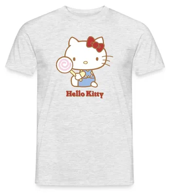 Produktbild von Spreadshirt Hello Kitty Mit Lollipop Männer T-Shirt, XXL, Grau meliert