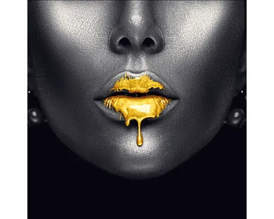 Produktbild von Glasbild Golden Lips II 20x20 cm