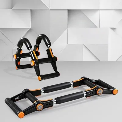 Obrázok produktu pre Multifunkčné fitness zariadenie 3 v 1 pre domáce použitie: zariadenie na posilňovanie, vhodné na cviky ako kliky a posilňovanie – s nastaviteľným odporom a oceľovou konštrukciou, vhodné na trénovanie svalov hrudníka, rúk a brucha.
