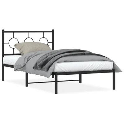 Produktbild von vidaXL Bettgestell mit Kopfteil Metall Schwarz 100x200 cm